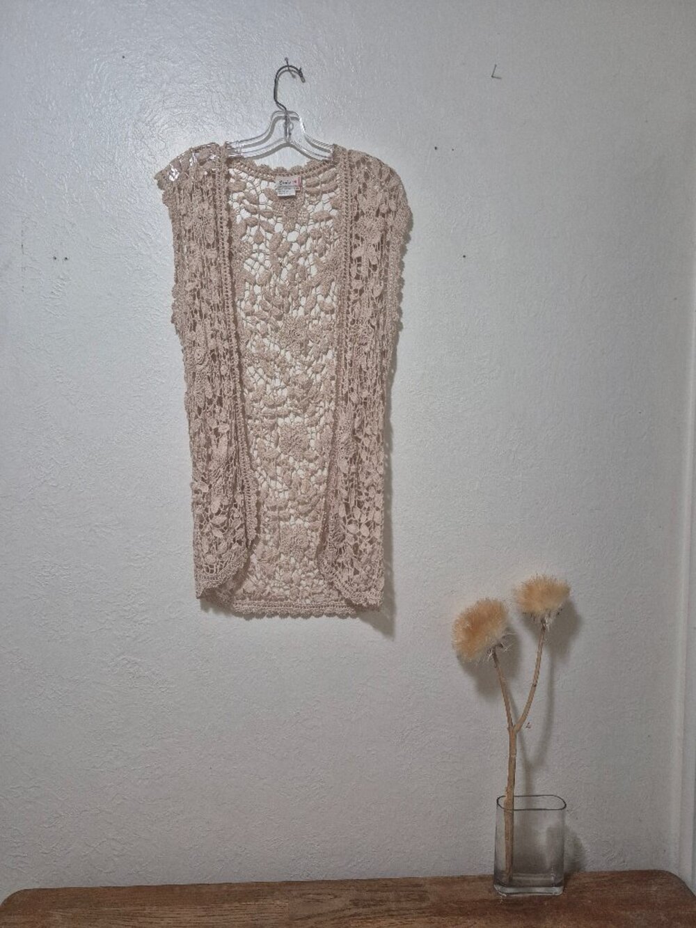 Vintage Crochet Open Cardigan Vest Duster